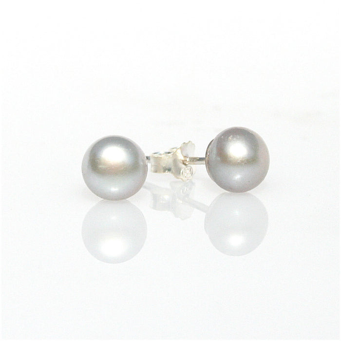 A pair of silver freshwater silver pearl 8mm stud earrings