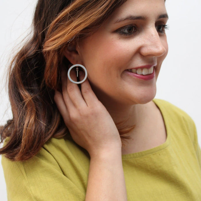 Silver Round Lea Earrings - Sylca Designs - Chunky Jewelry