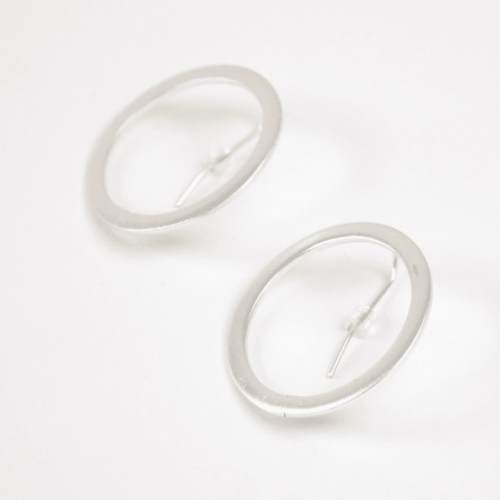 Silver Round Lea Earrings - Sylca Designs - Chunky Jewelry