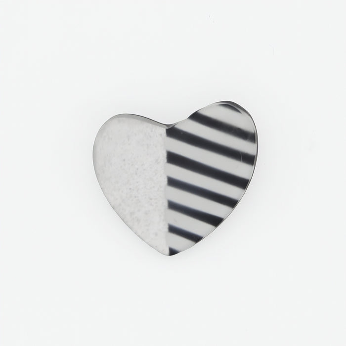 Silver Stripe Heart Brooch