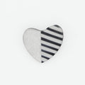 Silver Stripe Heart Brooch