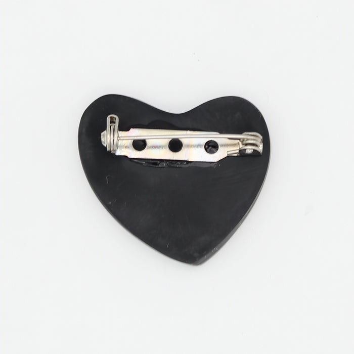 Silver Stripe Heart Brooch