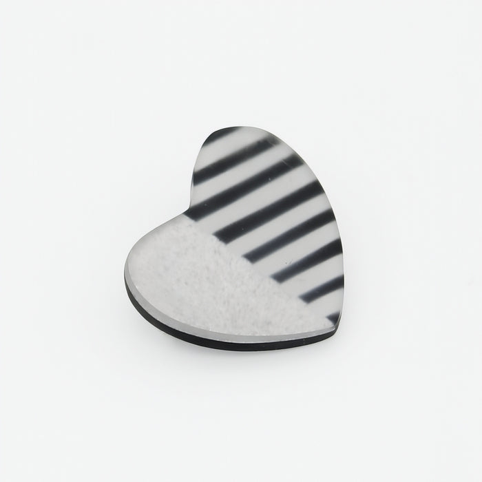 Silver Stripe Heart Brooch