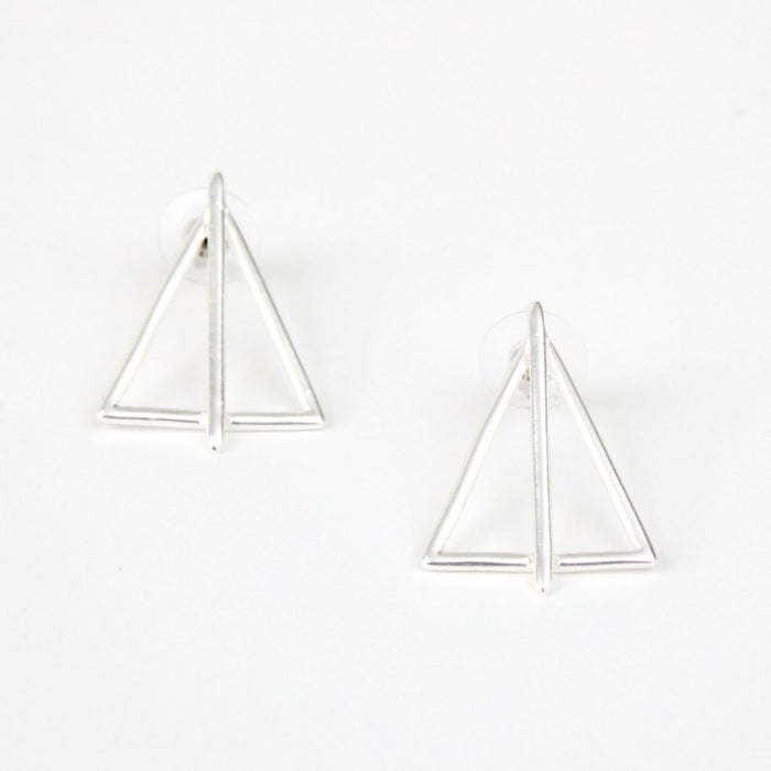 Silver Triangle Earrings - Sylca Designs - Chunky Jewelry