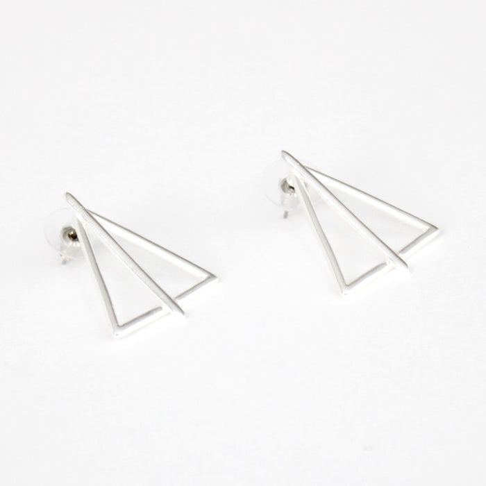 Silver Triangle Earrings - Sylca Designs - Chunky Jewelry