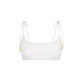 Simple Shirred Tie Crop - Natural White