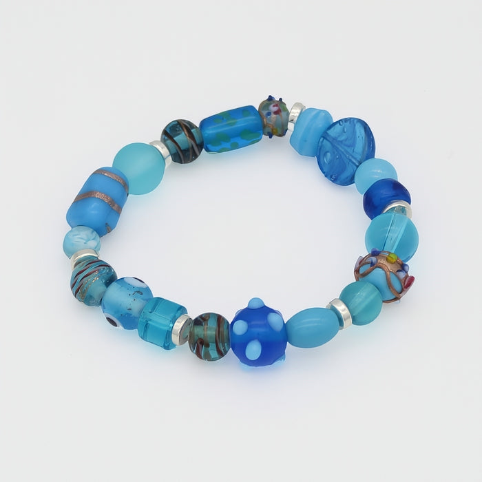 Sky Blue Glass Bead Bracelet - Sylca Designs - Chunky Jewelry