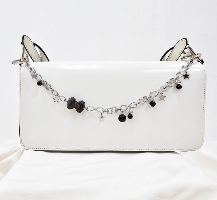 Smoky Quartz Bowknot With Black Obsidian Silver Chain Bag