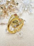 Snake Shape Inspired Gemstone Setting Open Band Ring SR011