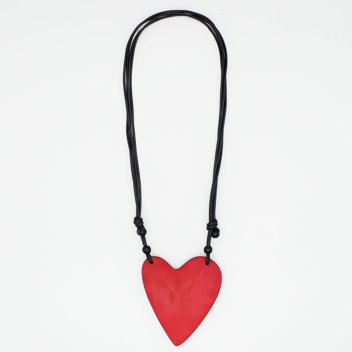 Solid Red Anastasia Heart Pendant - Sylca Designs - Chunky Jewelry