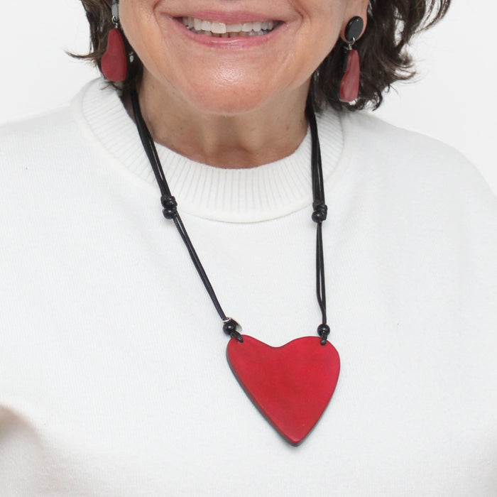 Solid Red Anastasia Heart Pendant - Sylca Designs - Chunky Jewelry