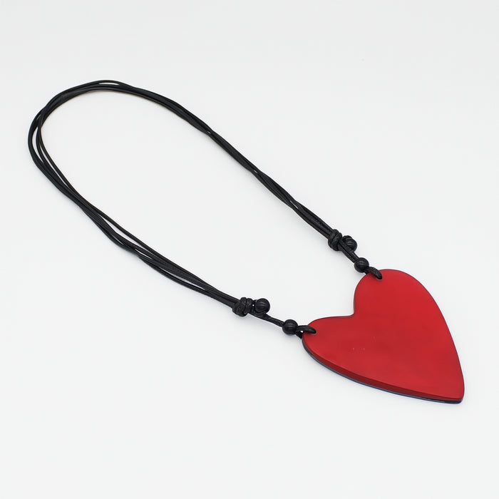 Solid Red Anastasia Heart Pendant - Sylca Designs - Chunky Jewelry