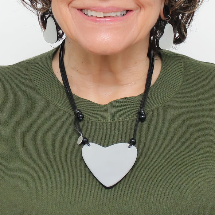 Solid White Anastasia Heart Pendant - Sylca Designs - Chunky Jewelry