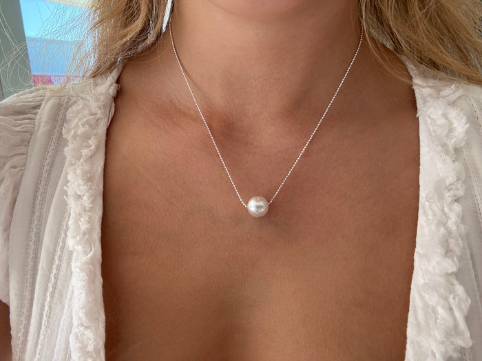 Sophie Australian South Sea Pearl Necklace Sterling Silver | Luxury Silver South Sea Pearl Necklace