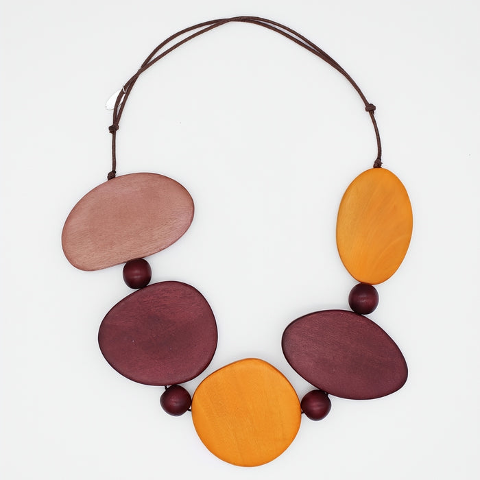 Spice Jovie Wood Bead Statement Necklace - Sylca Designs - Chunky Jewelry