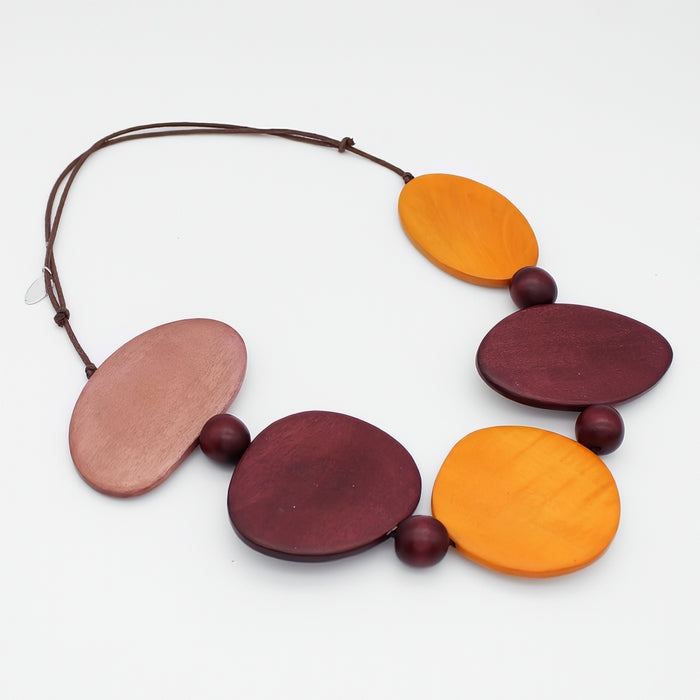 Spice Jovie Wood Bead Statement Necklace - Sylca Designs - Chunky Jewelry