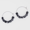 Square Black and Silver Hoop Dangle Earring - Sylca Designs - Chunky Jewelry