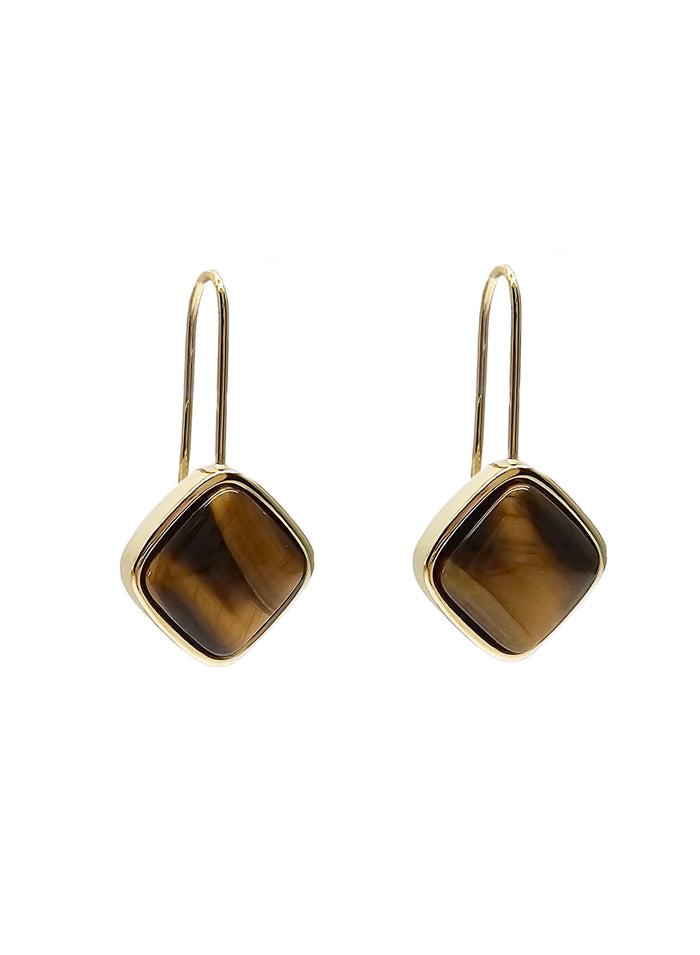 Square Shaped Tiger-eye Stone Earrings PE066