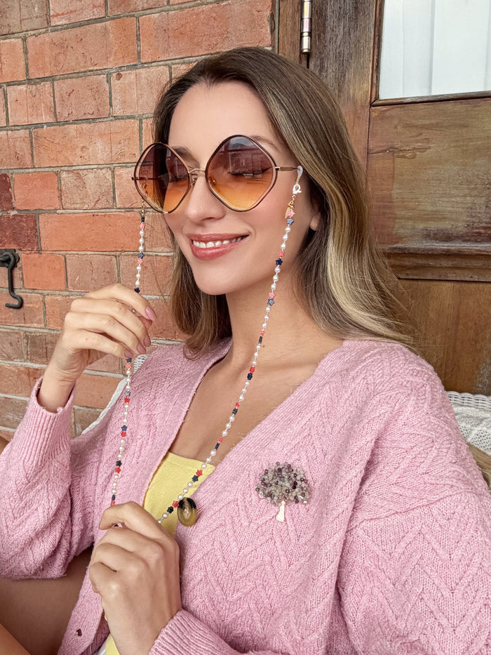 Star Shaped Gemstone With Freshwater Pearls Eye Glasses Chain EC013