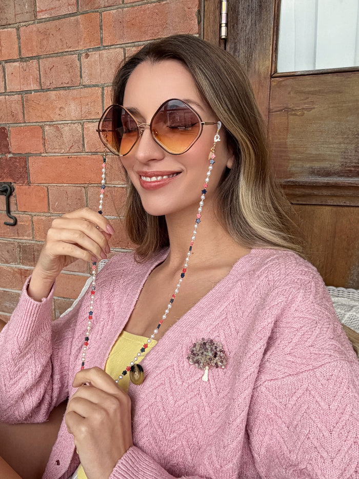 Star Shaped Gemstone With Freshwater Pearls Eye Glasses Chain EC013