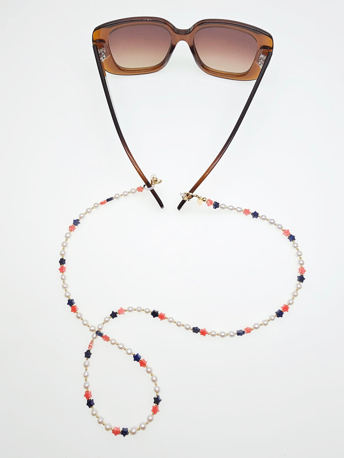 Star Shaped Gemstone With Freshwater Pearls Eye Glasses Chain EC013