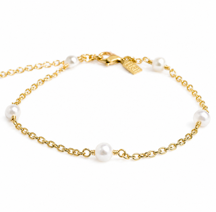 Stardust Pearl Bracelet Gold Vermeil with genuine freshwater pearls on premium 925 sterling silver chain, designed in Broome Western Australia