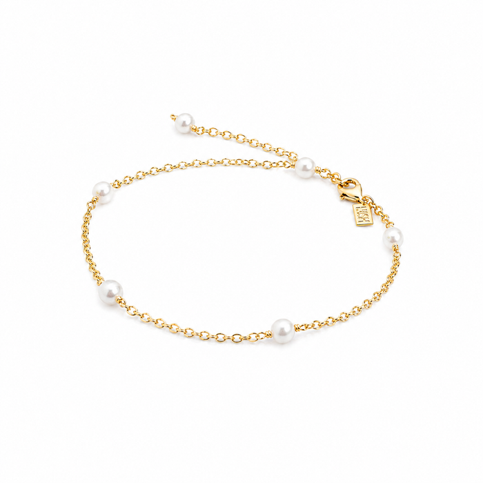 Stardust Pearl Bracelet Gold Vermeil with genuine freshwater pearls on premium 925 sterling silver chain, designed in Broome Western Australia