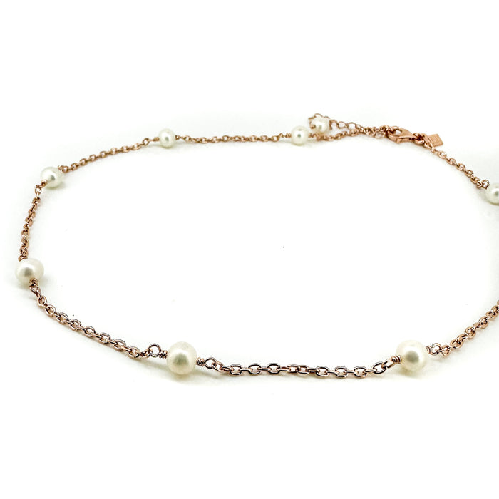 Stardust Pearl Necklace Rose Gold | Rose Gold Vermeil Freshwater Pearl Dainty Necklace