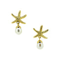 Starfish pearl stud earrings in gold vermeil over 925 sterling silver with freshwater pearls