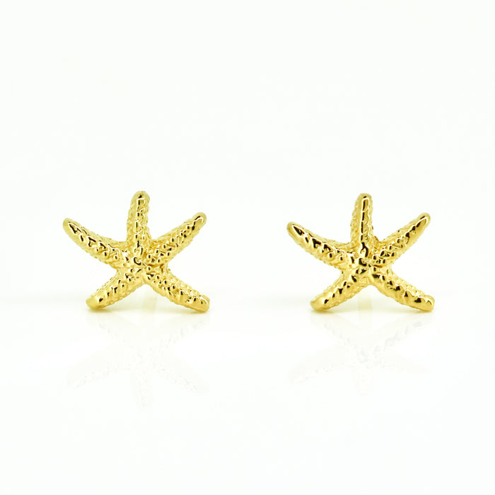 Gold starfish stud earrings crafted in gold vermeil over 925 sterling silver