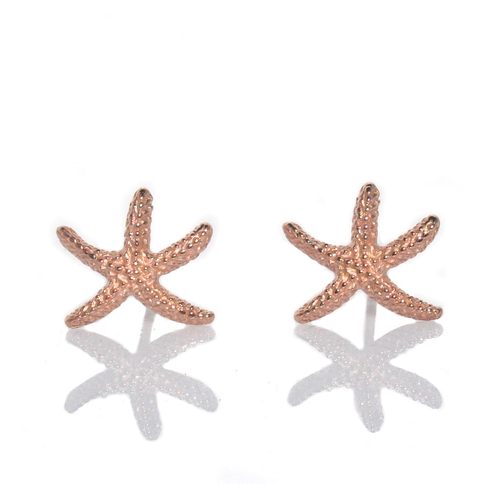 Rose gold starfish stud earrings crafted in rose gold vermeil over 925 sterling silver