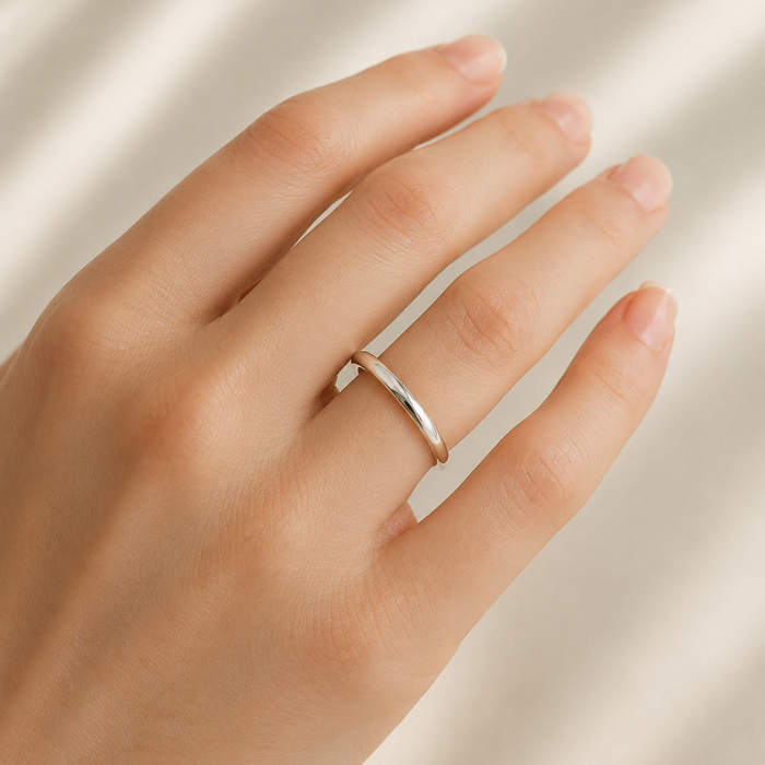 Sterling Silver Anatomic Plain Wedding Band 2mm
