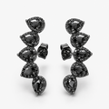 Sterling Silver Black Cubic Zirconia Pear Ear Crawler Earrings