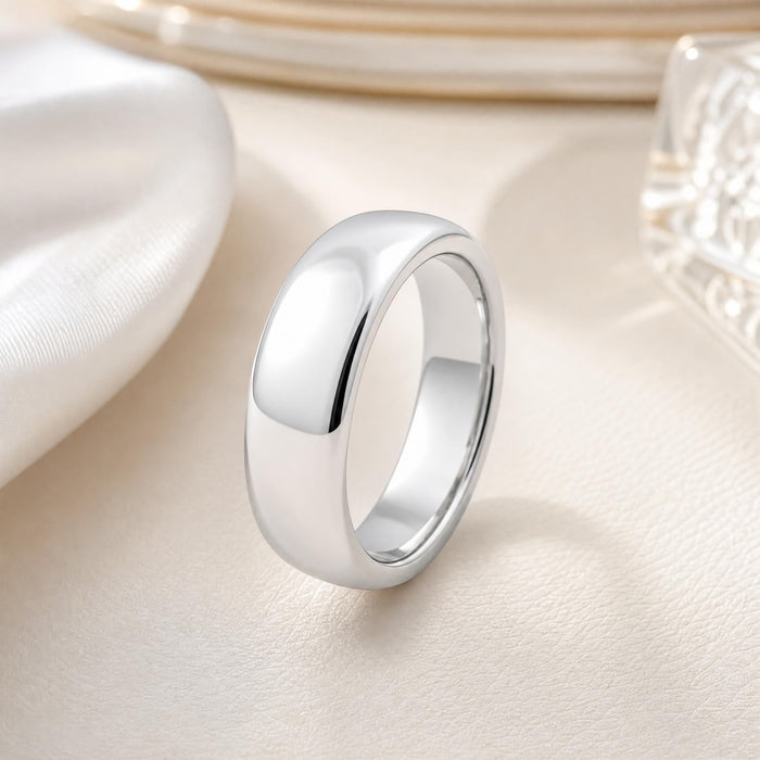 Sterling Silver Classic Dome Wedding Band – 6 mm