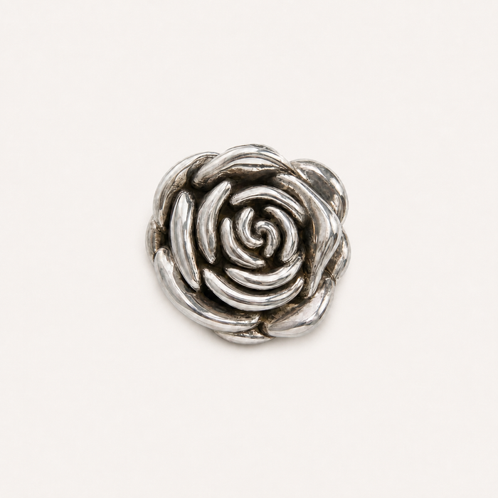 Sterling Silver Electroform Rose Flower Pendant 26mm