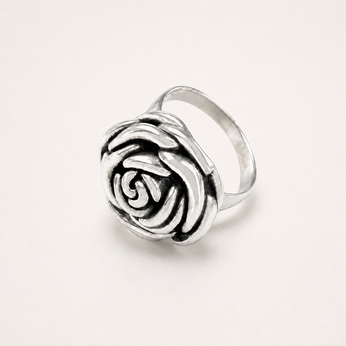 Sterling Silver Electroform Rose Flower Ring