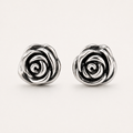 Sterling Silver Electroform Rose Flower Stud Earrings 18mm