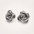 Sterling Silver Electroform Rose Flower Stud Earrings 25mm