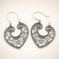 Sterling Silver Filigree Heart Drop Earrings