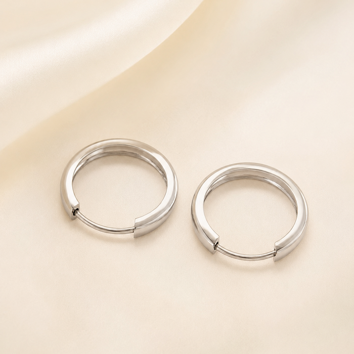 Sterling Silver Flat Rectangular Tube Hoop Earrings