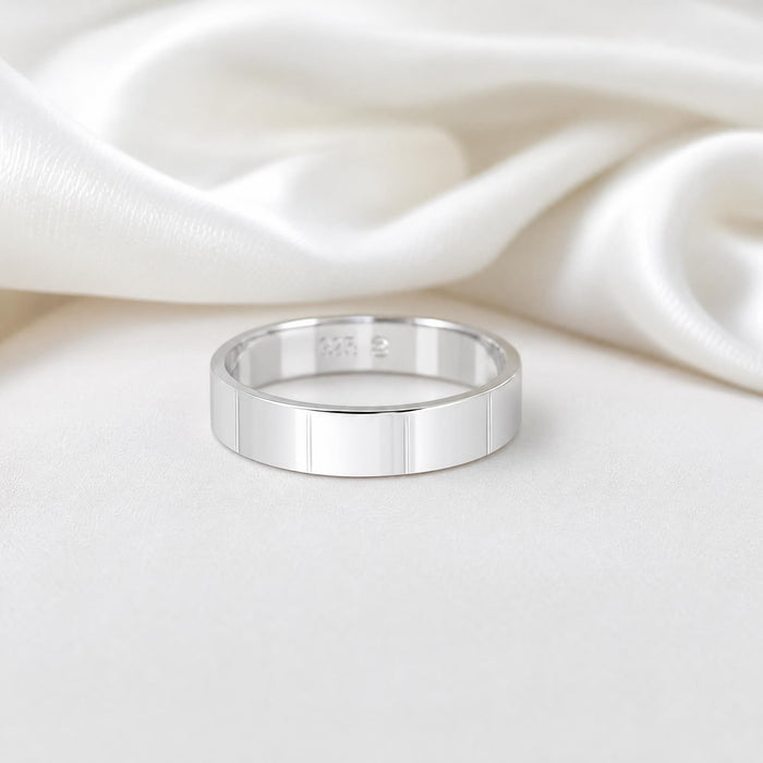 Sterling Silver Flat Wedding Band – 5 mm