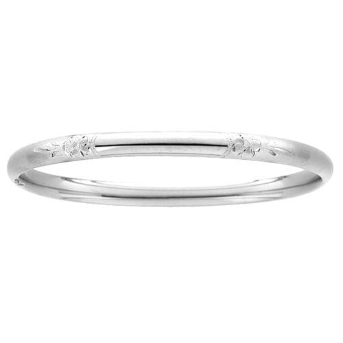 Sterling Silver Floral Engraved Children's Bangle
