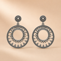 Sterling Silver Granulation Open Circle Drop Earrings