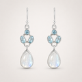 Sterling Silver Moonstone & Aquamarine Cluster Drop Earrings