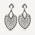 Sterling Silver Mother of Pearl Marquise Filigree Drop Earrings