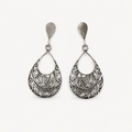 Sterling Silver Oxidized Filigree Teardrop Drop Earrings