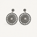 Sterling Silver Oxidized Mandala Disc Drop Earrings