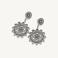 Sterling Silver Oxidized Mandala Drop Earrings