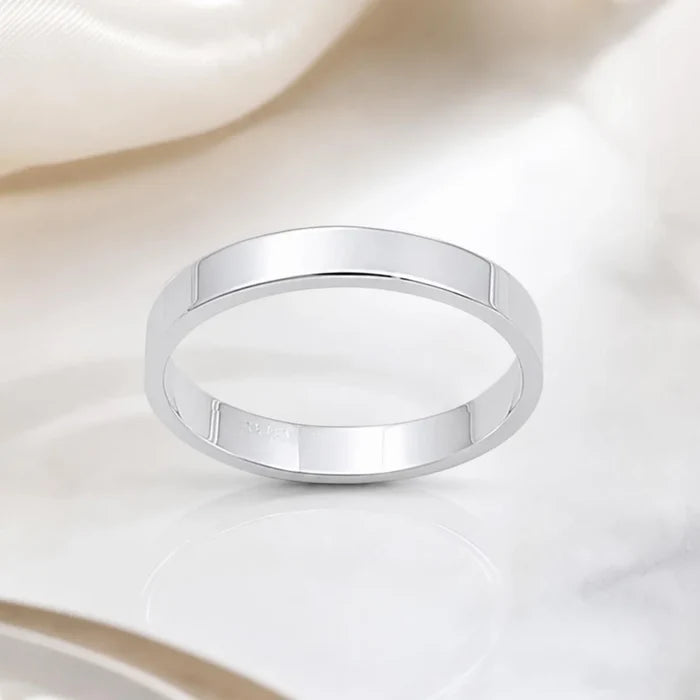 Sterling Silver Plain Flat Wedding Band Ring 3mm