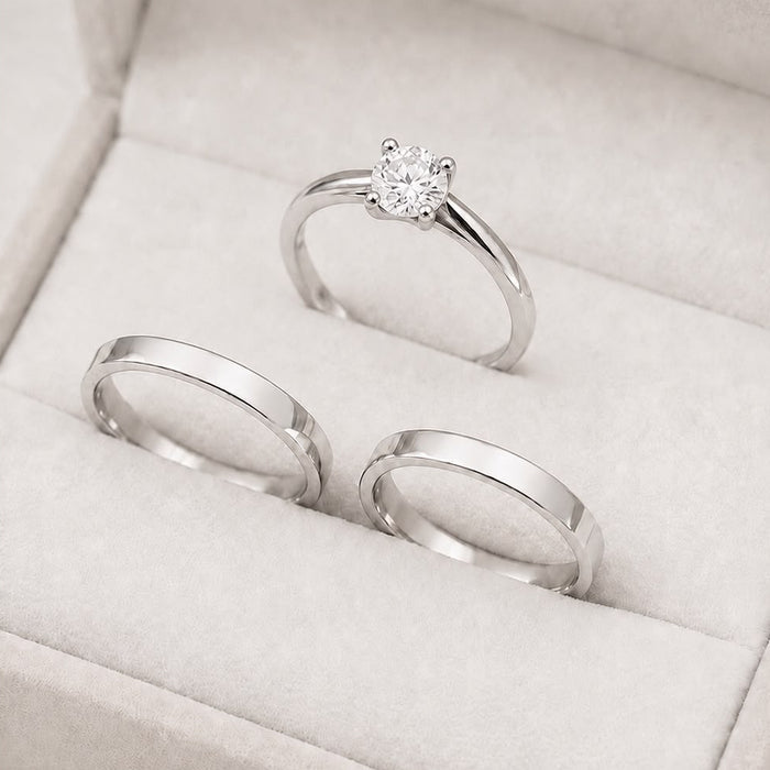 Sterling Silver Plain Flat Wedding Band Ring 3mm